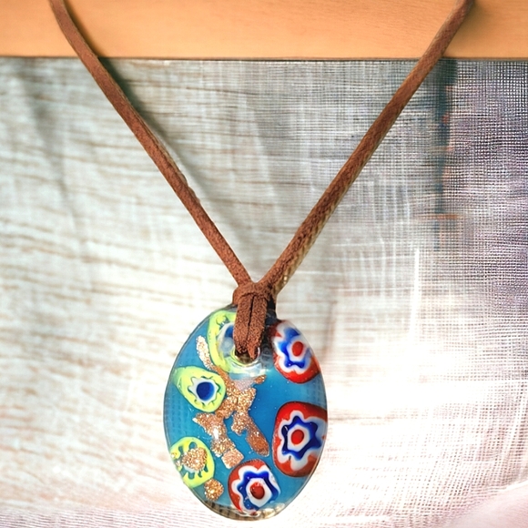Vintage Murano Millefiori Glass Pendant Necklace. - Picture 2 of 8